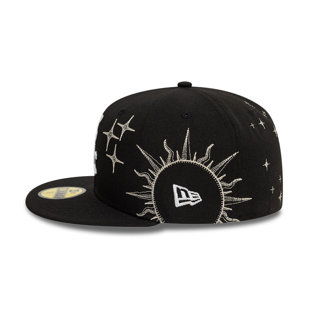 Chicago White Sox MLB Zodiac 59FIFTY Fitted New Era Black Official Team Hat Sports Fan Cap Official NFL Team Hat Football Fan Cap