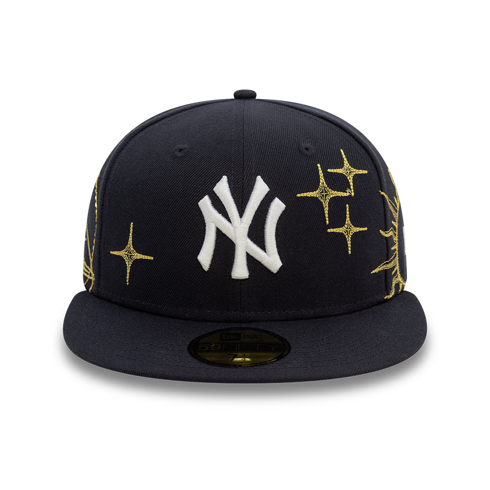 New York Yankees MLB Zodiac 59FIFTY Fitted New Era Navy Official Team Hat Sports Fan Cap Official NFL Team Hat Football Fan Cap