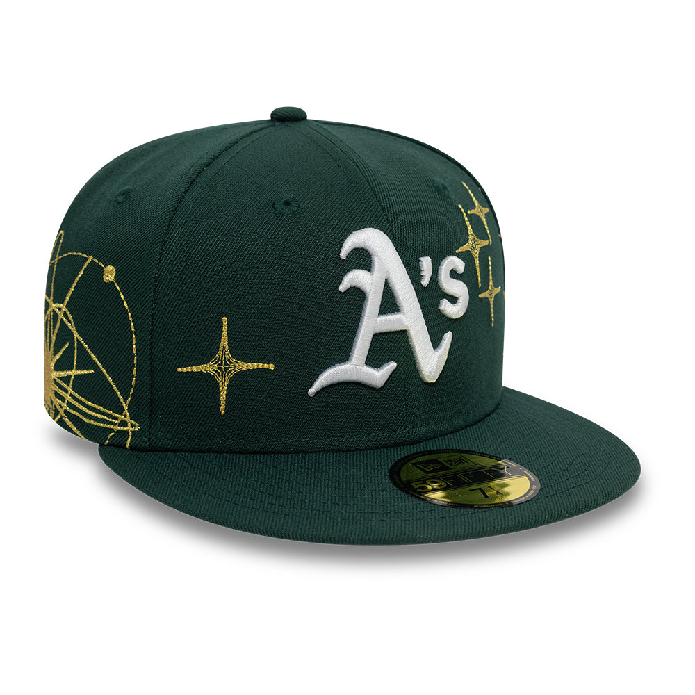 Oakland Athletics MLB Zodiac 59FIFTY Fitted New Era Green Official Team Hat Sports Fan Cap Official NFL Team Hat Football Fan Cap
