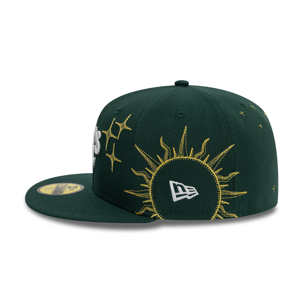 Oakland Athletics MLB Zodiac 59FIFTY Fitted New Era Green Official Team Hat Sports Fan Cap Official NFL Team Hat Football Fan Cap