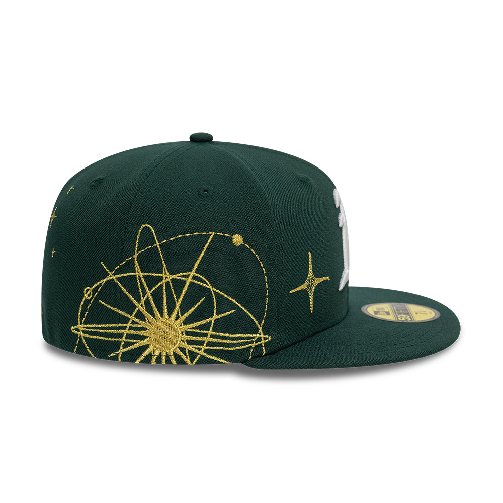 Oakland Athletics MLB Zodiac 59FIFTY Fitted New Era Green Official Team Hat Sports Fan Cap Official NFL Team Hat Football Fan Cap