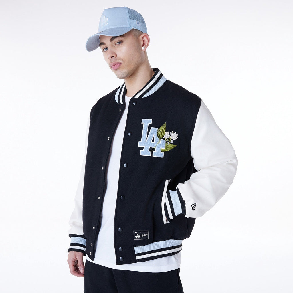 New Era - MLB Floral Varsity Jacket - Los Angeles Dodgers Official Sports Fan Gear Official NFL Fan Gear Popular Style