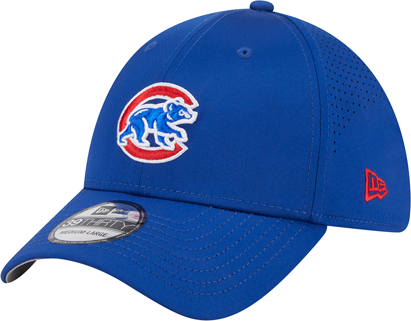 MLB Chicago Cubs New Era Mid Perf 39THIRTY Flex Fit Hat - Blue Official Team Hat Sports Fan Cap Official NFL Team Hat Football Fan Cap