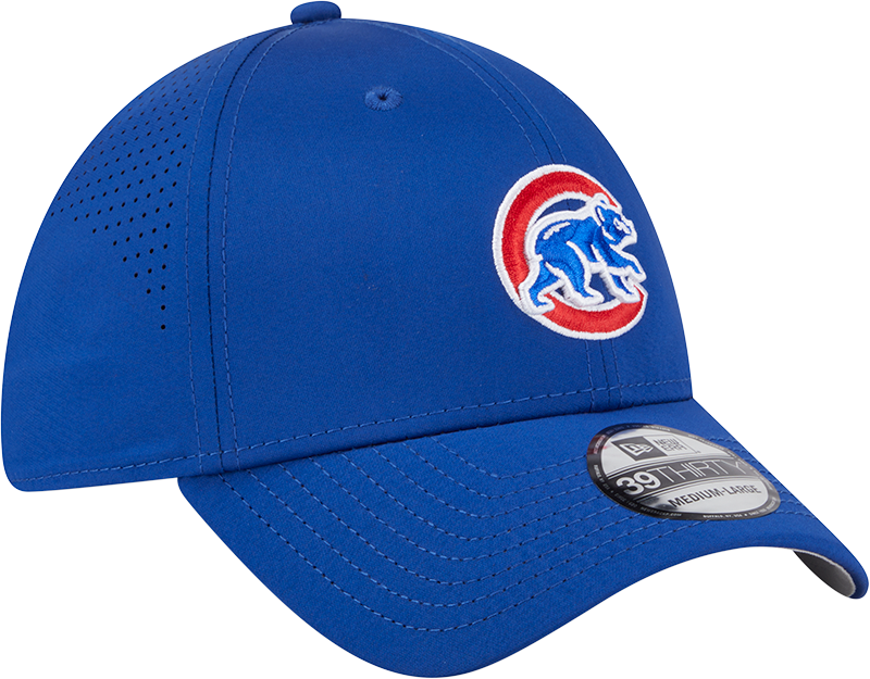 MLB Chicago Cubs New Era Mid Perf 39THIRTY Flex Fit Hat - Blue Official Team Hat Sports Fan Cap Official NFL Team Hat Football Fan Cap
