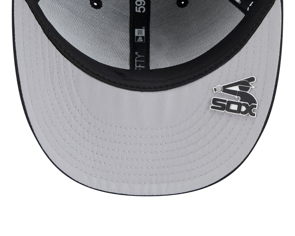 Chicago White Sox New Era Black 2025 Clubhouse Alternate 59FIFTY Low Profile Fitted Hat Official Team Hat Sports Fan Cap Official NFL Team Hat