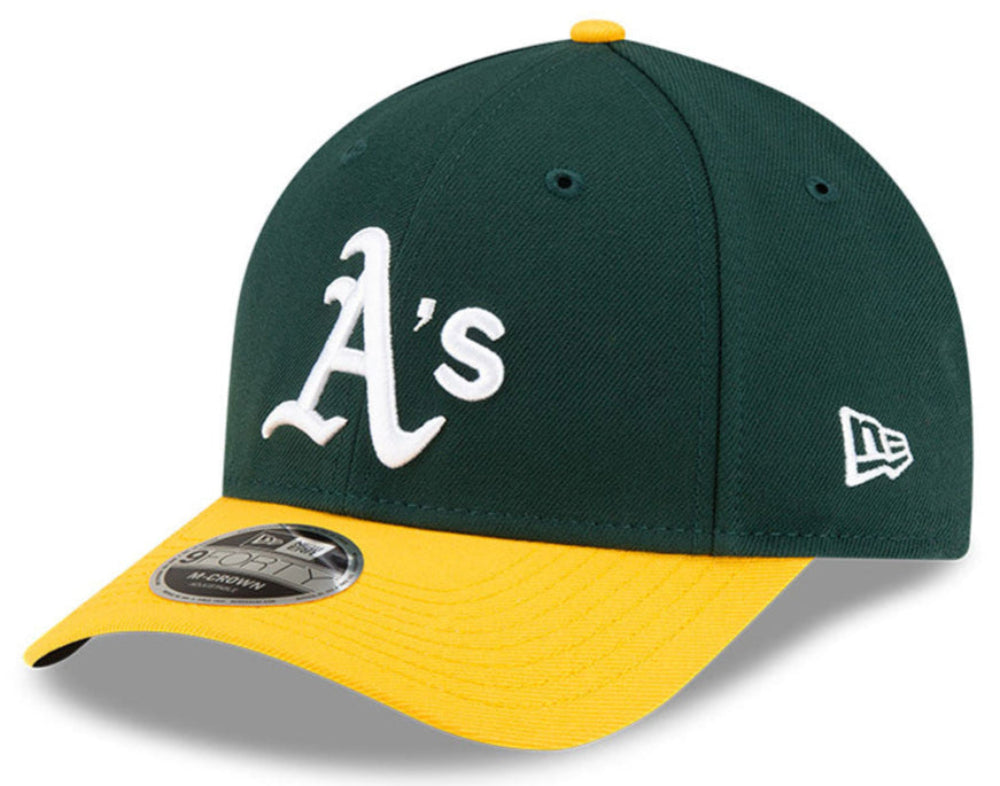 Athletics Green Yellow New Era Player Replica M-Crown 9FORTY Adjustable Hat Official Team Hat Sports Fan Cap Official NFL Team Hat Football Fan Cap