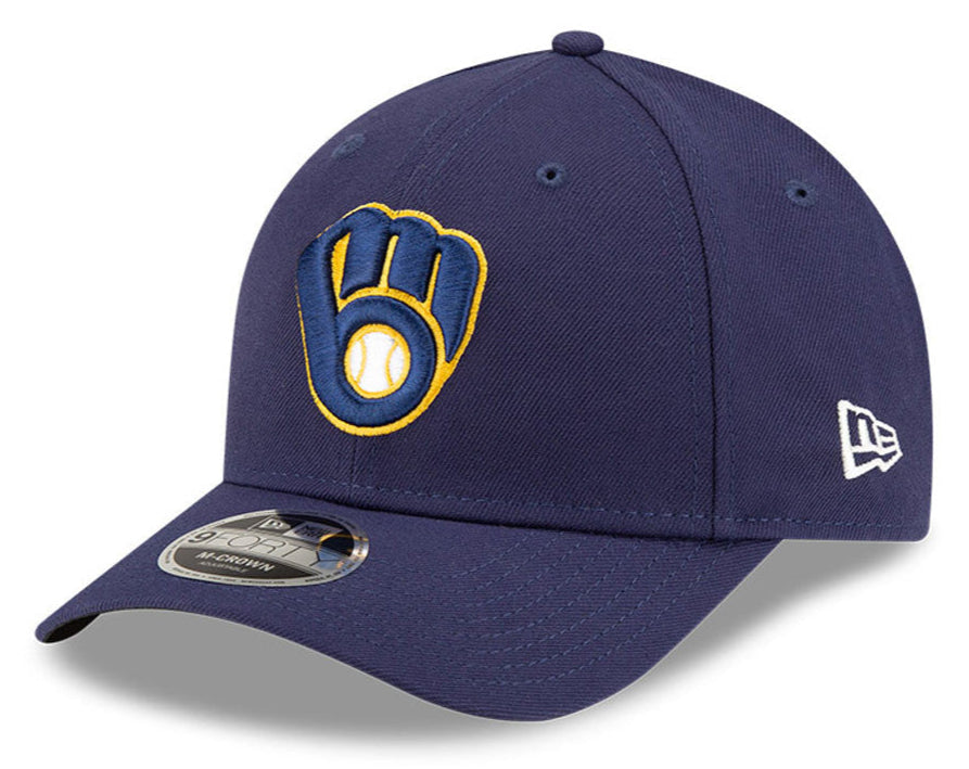 Milwaukee Brewers Navy Blue New Era Player Replica M-Crown 9FORTY Adjustable Hat Official Team Hat Sports Fan Cap Official NFL Team Hat Football Fan