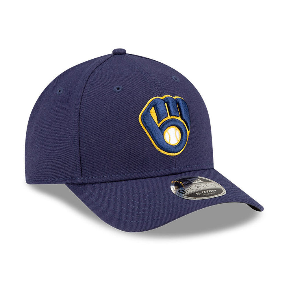 Milwaukee Brewers Navy Blue New Era Player Replica M-Crown 9FORTY Adjustable Hat Official Team Hat Sports Fan Cap Official NFL Team Hat Football Fan