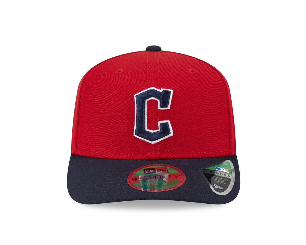 Cleveland Guardians Red Navy New Era Player Replica 9SEVENTY Stretch Snap Adjustable Hat Official Team Hat Sports Fan Cap Official NFL Team Hat