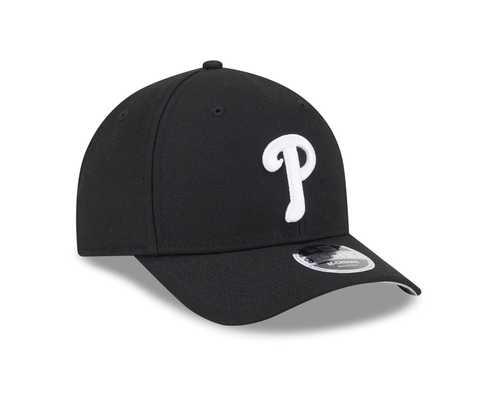 Philadelphia Phillies Black and White New Era M-Crown 9FORTY Adjustable Hat Official Team Hat Sports Fan Cap Official NFL Team Hat Football Fan Cap
