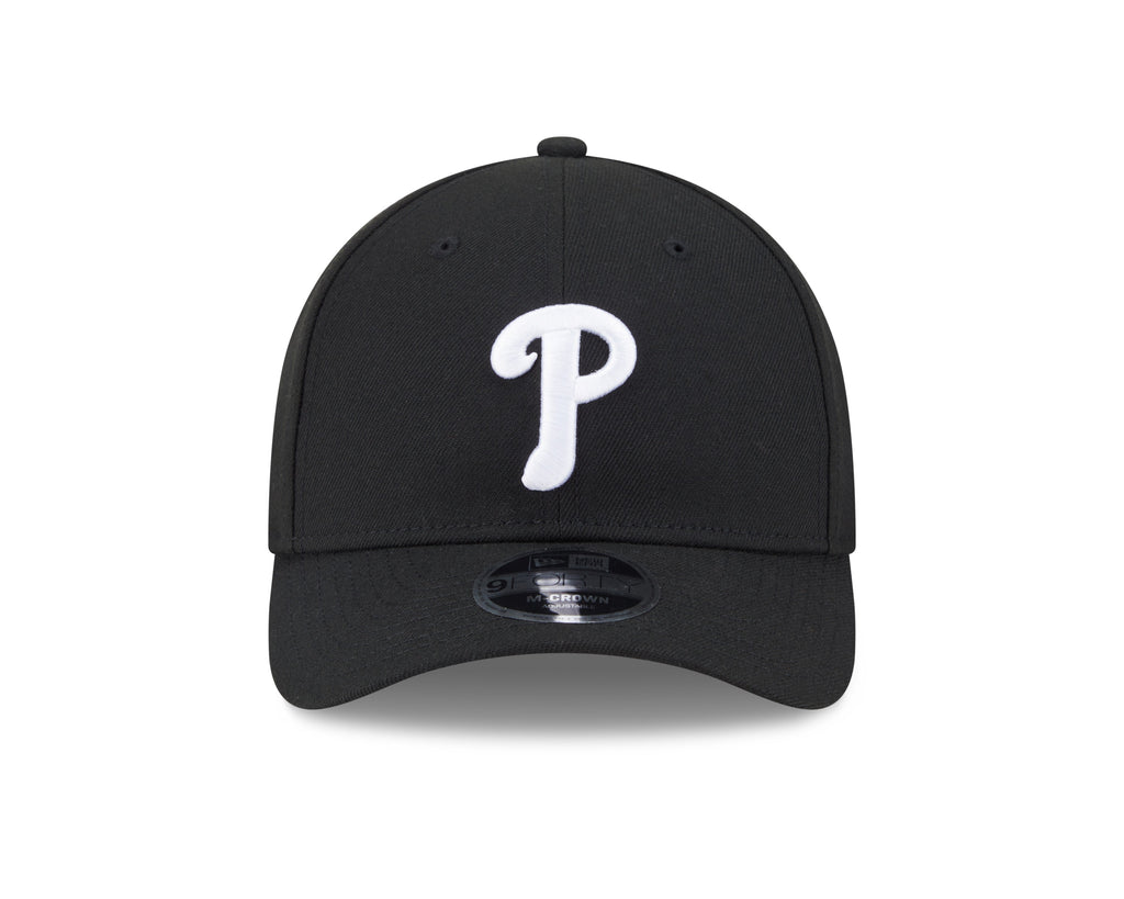 Philadelphia Phillies Black and White New Era M-Crown 9FORTY Adjustable Hat Official Team Hat Sports Fan Cap Official NFL Team Hat Football Fan Cap