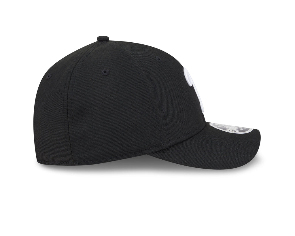 Philadelphia Phillies Black and White New Era M-Crown 9FORTY Adjustable Hat Official Team Hat Sports Fan Cap Official NFL Team Hat Football Fan Cap