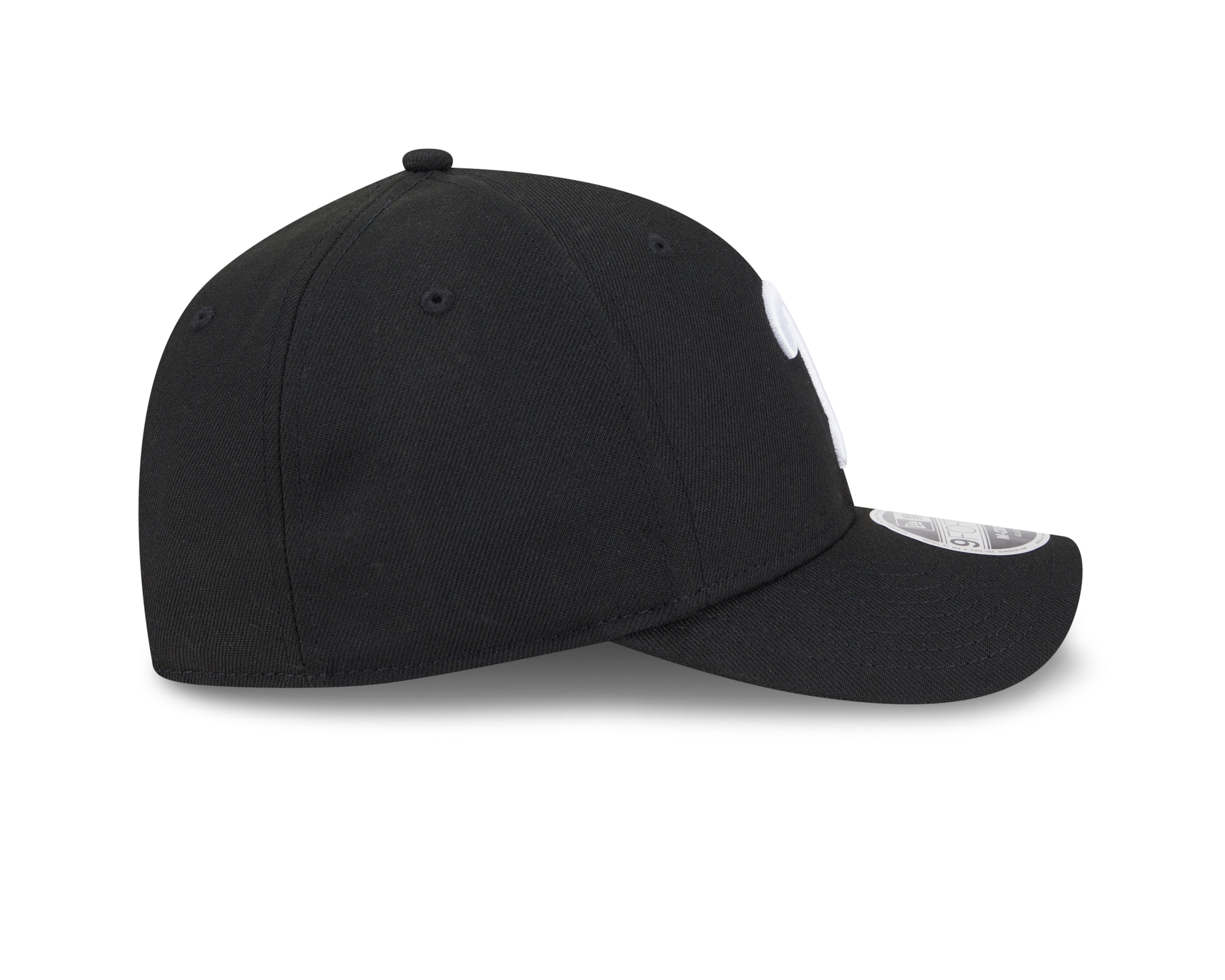 Philadelphia Phillies Black and White New Era M-Crown 9FORTY Adjustable Hat Official Team Hat Sports Fan Cap Official NFL Team Hat Football Fan Cap