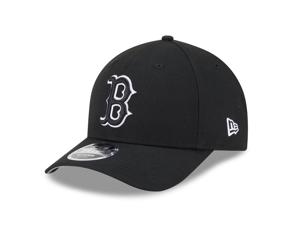 Boston Red Sox Black and White New Era M-Crown 9FORTY Adjustable Hat Official Team Hat Sports Fan Cap Official NFL Team Hat Football Fan Cap