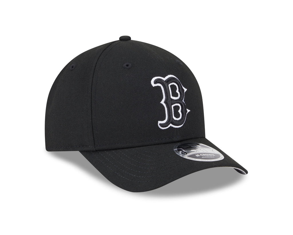 Boston Red Sox Black and White New Era M-Crown 9FORTY Adjustable Hat Official Team Hat Sports Fan Cap Official NFL Team Hat Football Fan Cap