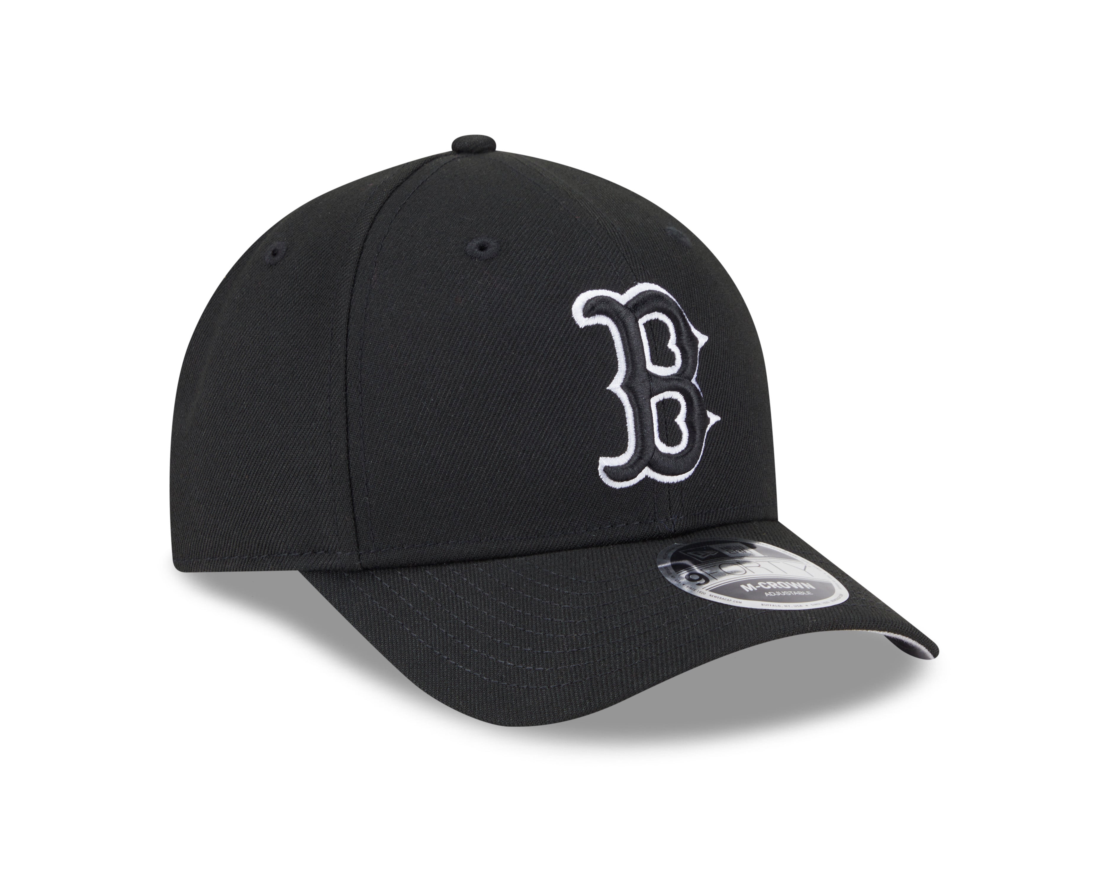Boston Red Sox Black and White New Era M-Crown 9FORTY Adjustable Hat Official Team Hat Sports Fan Cap Official NFL Team Hat Football Fan Cap