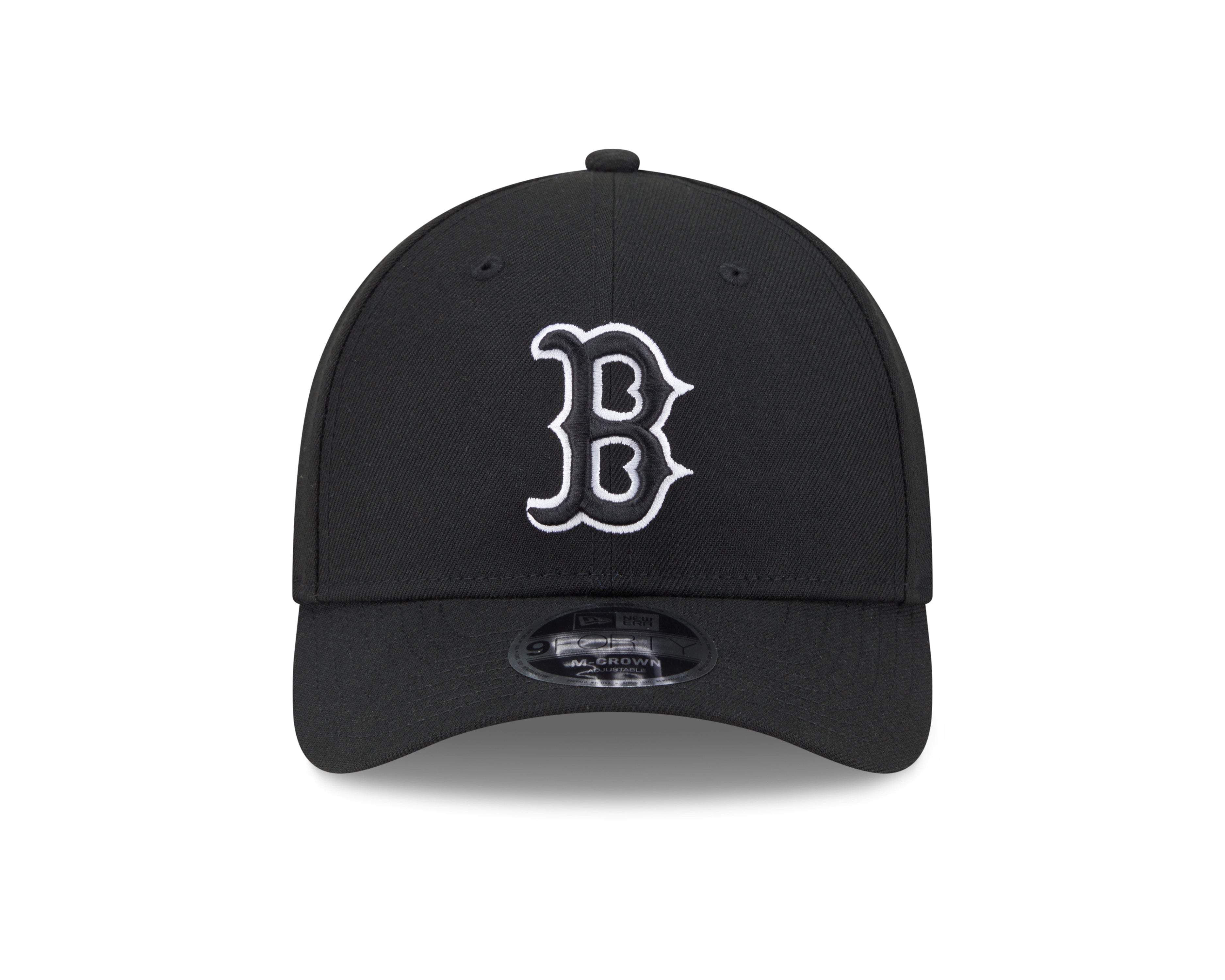 Boston Red Sox Black and White New Era M-Crown 9FORTY Adjustable Hat Official Team Hat Sports Fan Cap Official NFL Team Hat Football Fan Cap