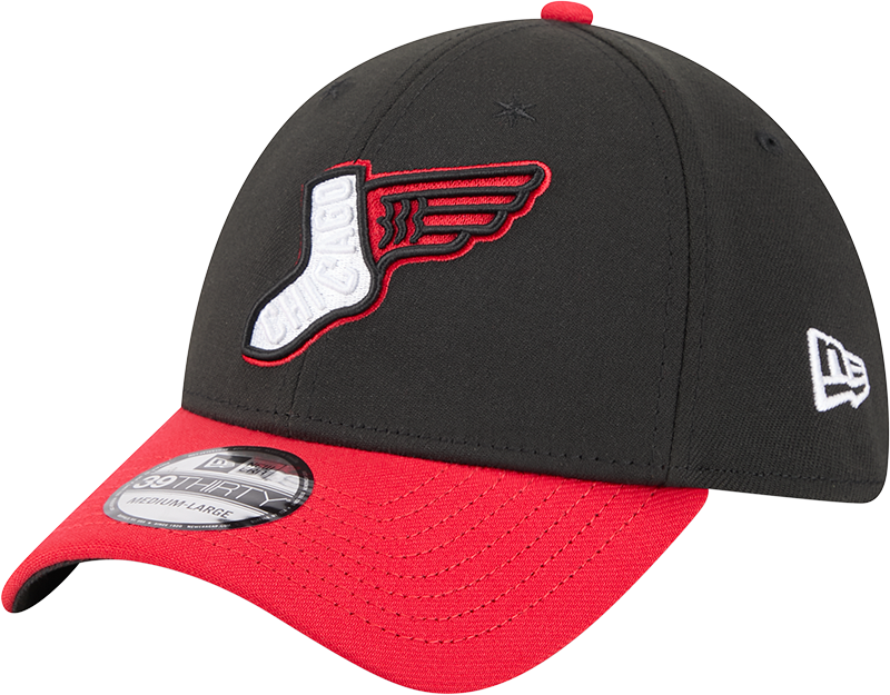 Chicago White Sox 2025 City Connect Alternate Black Red New Era 39THIRTY Flex Fit Hat Official Team Hat Sports Fan Cap Official NFL Team Hat Football