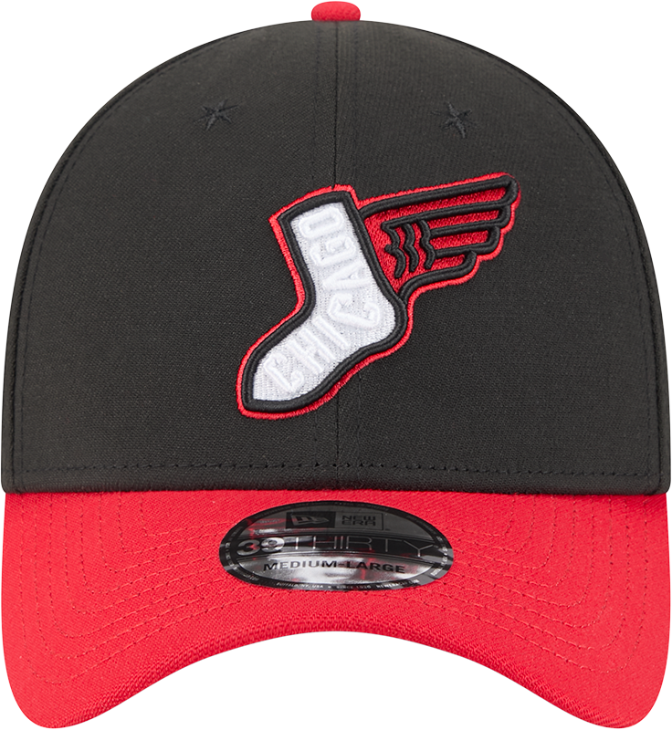 Chicago White Sox 2025 City Connect Alternate Black Red New Era 39THIRTY Flex Fit Hat Official Team Hat Sports Fan Cap Official NFL Team Hat Football
