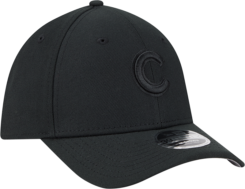Chicago Cubs New Era M-Crown 39Thirty Black Tonal Flex Fit Hat Official Team Hat Sports Fan Cap Official NFL Team Hat Football Fan Cap