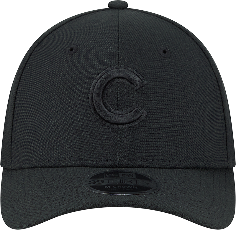 Chicago Cubs New Era M-Crown 39Thirty Black Tonal Flex Fit Hat Official Team Hat Sports Fan Cap Official NFL Team Hat Football Fan Cap