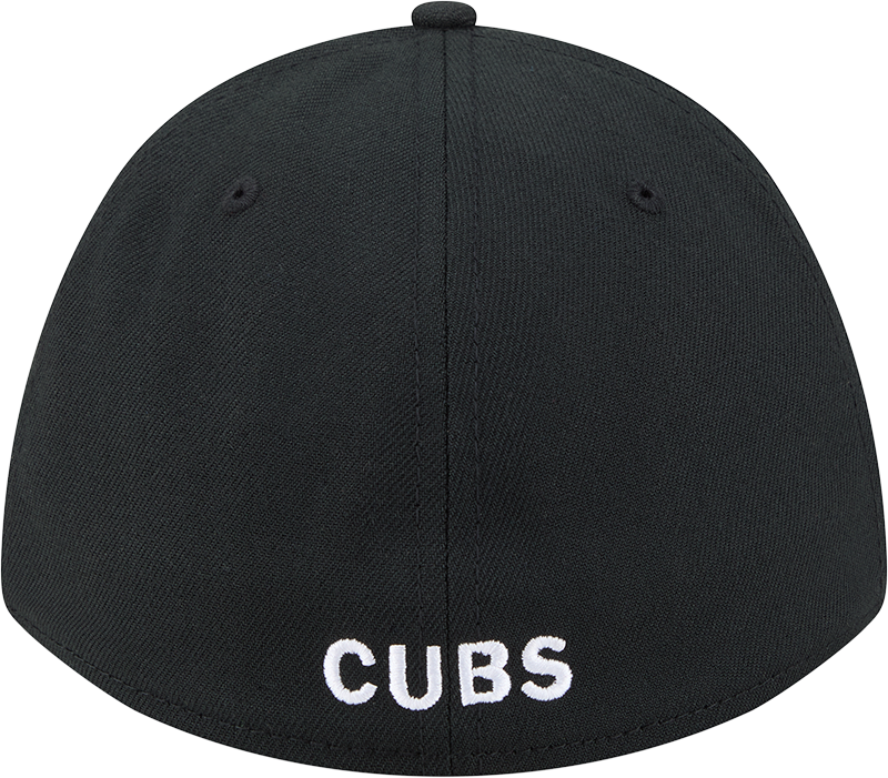 Chicago Cubs New Era M-Crown 39Thirty Black White Flex Fit Hat Official Team Hat Sports Fan Cap Official NFL Team Hat Football Fan Cap