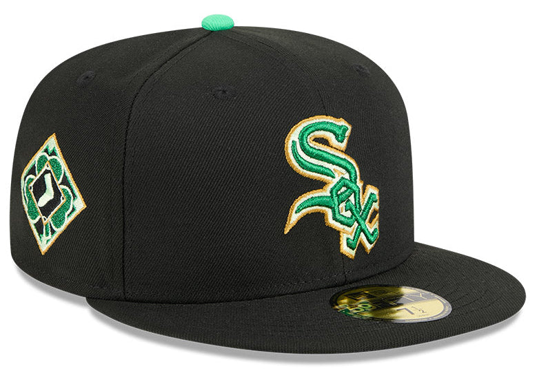 Men s Chicago White Sox New Era Black 2026 St Patrick s Day Authentic Collection On-Field 59FIFTY Fitted Hat Official Team Hat Sports Fan Cap