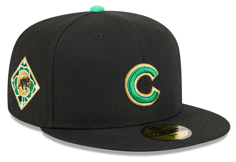Men s Chicago Cubs New Era Black 2026 St Patrick s Day Authentic Collection On-Field 59FIFTY Fitted Hat Official Team Hat Sports Fan Cap Official NFL