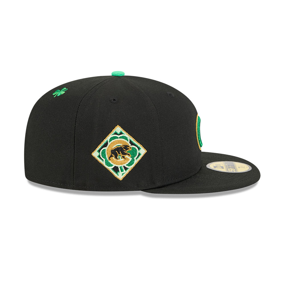 Men s Chicago Cubs New Era Black 2026 St Patrick s Day Authentic Collection On-Field 59FIFTY Fitted Hat Official Team Hat Sports Fan Cap Official NFL