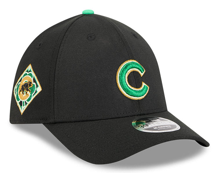 Chicago Cubs New Era M-Crown 39Thirty St Patrick s Day Flex Fit Hat Official Team Hat Sports Fan Cap Official NFL Team Hat Football Fan Cap