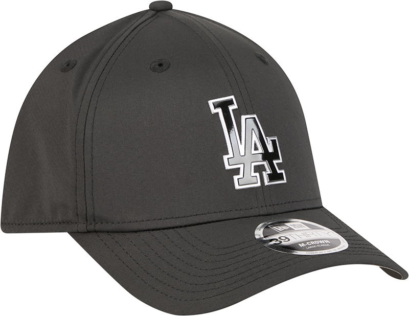 Los Angeles Dodgers New Era M-Crown 39Thirty Metallic Black Performance Flex Fit Hat Official Team Hat Sports Fan Cap Official NFL Team Hat Football