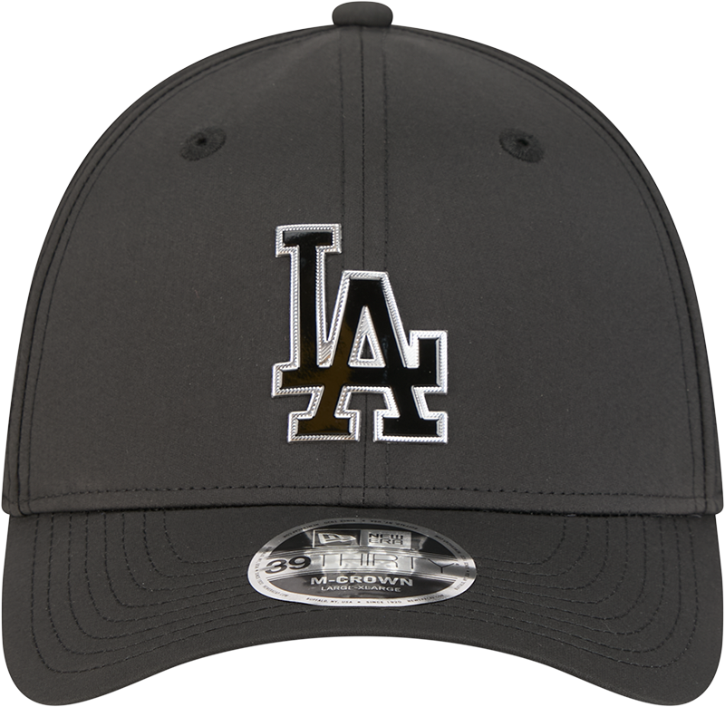 Los Angeles Dodgers New Era M-Crown 39Thirty Metallic Black Performance Flex Fit Hat Official Team Hat Sports Fan Cap Official NFL Team Hat Football
