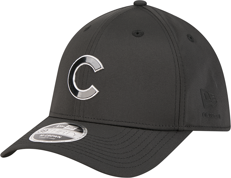 Chicago Cubs New Era M-Crown 39Thirty Metallic Black Performance Flex Fit Hat Official Team Hat Sports Fan Cap Official NFL Team Hat Football Fan Cap