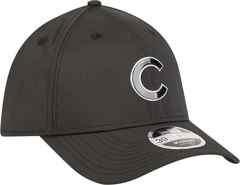 Chicago Cubs New Era M-Crown 39Thirty Metallic Black Performance Flex Fit Hat Official Team Hat Sports Fan Cap Official NFL Team Hat Football Fan Cap