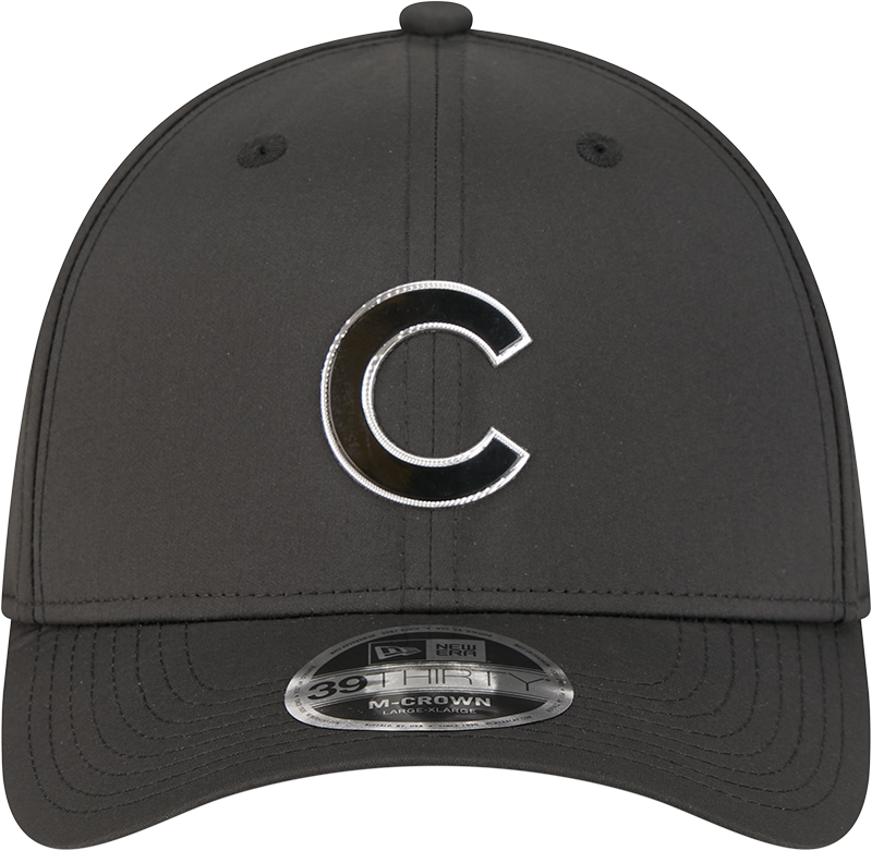 Chicago Cubs New Era M-Crown 39Thirty Metallic Black Performance Flex Fit Hat Official Team Hat Sports Fan Cap Official NFL Team Hat Football Fan Cap