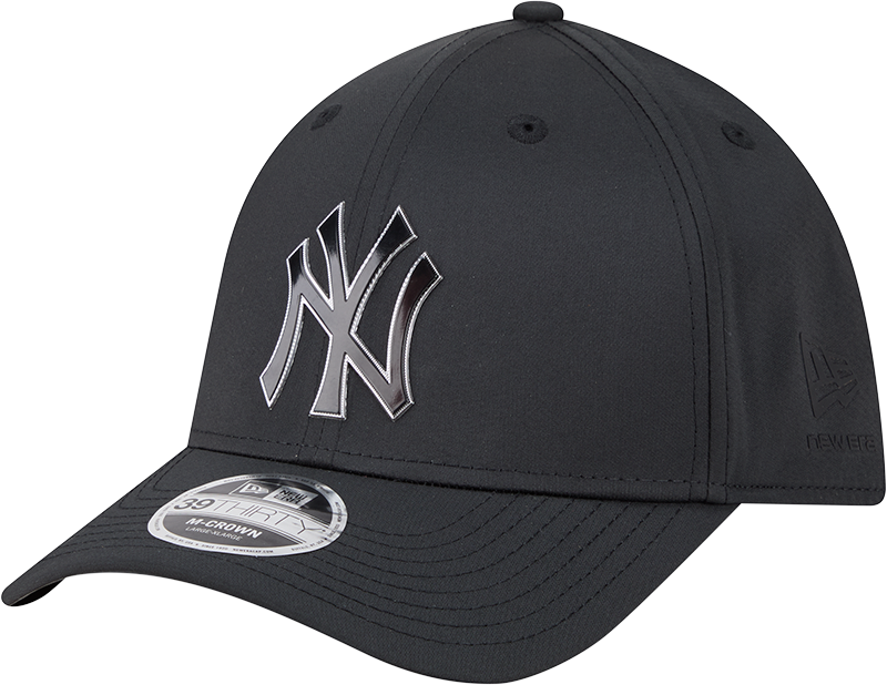 New York Yankees New Era M-Crown 39Thirty Metallic Black Performance Flex Fit Hat Official Team Hat Sports Fan Cap Official NFL Team Hat Football Fan