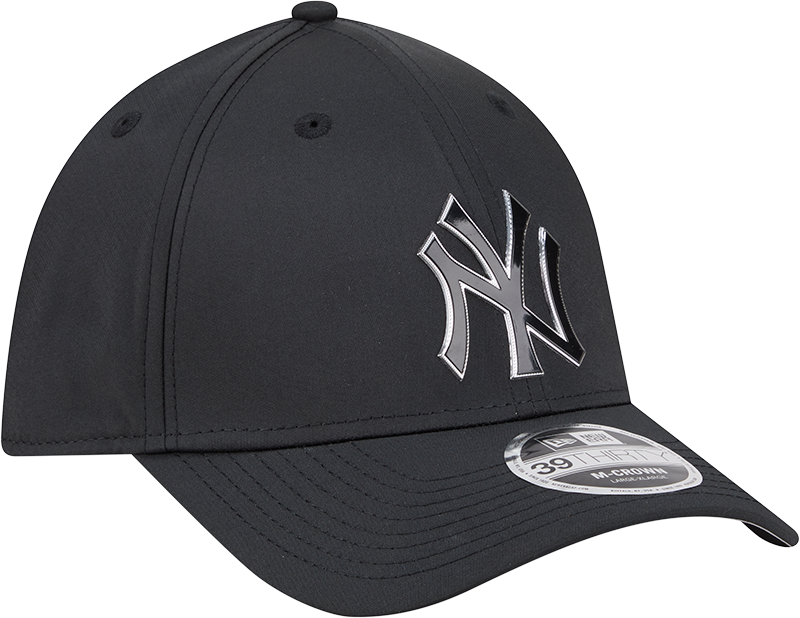 New York Yankees New Era M-Crown 39Thirty Metallic Black Performance Flex Fit Hat Official Team Hat Sports Fan Cap Official NFL Team Hat Football Fan