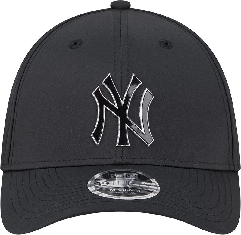 New York Yankees New Era M-Crown 39Thirty Metallic Black Performance Flex Fit Hat Official Team Hat Sports Fan Cap Official NFL Team Hat Football Fan