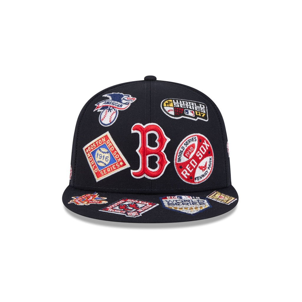 Boston Red Sox MLB All Over Patch 59FIFTY New Era Official Team Hat Sports Fan Cap Official NFL Team Hat Football Fan Cap