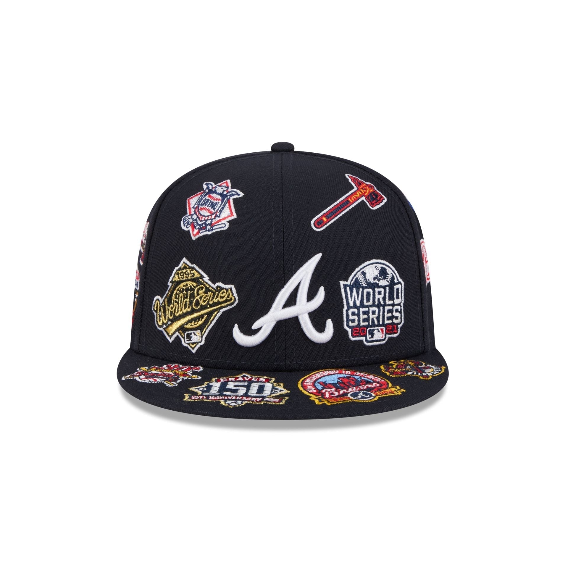 Atlanta Braves MLB All Over Patch 59FIFTY Fitted New Era Official Team Hat Sports Fan Cap Official NFL Team Hat Football Fan Cap