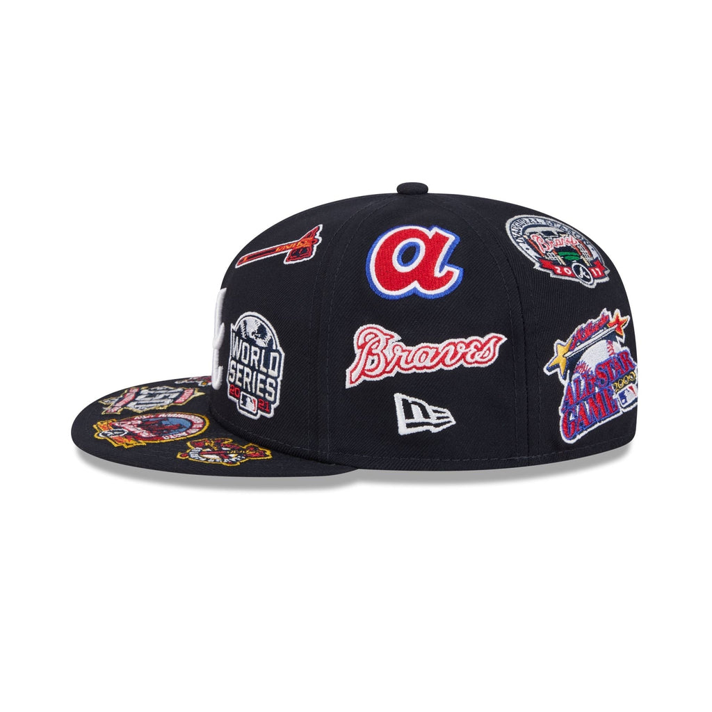 Atlanta Braves MLB All Over Patch 59FIFTY Fitted New Era Official Team Hat Sports Fan Cap Official NFL Team Hat Football Fan Cap