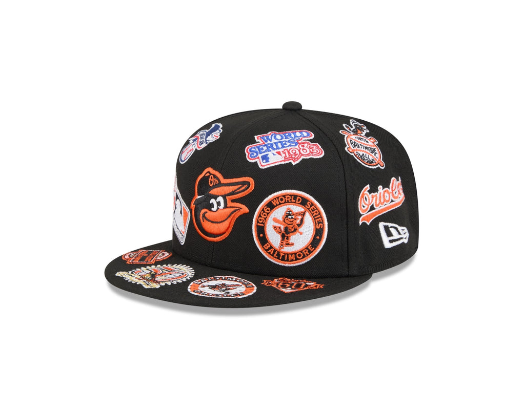 Baltimore Orioles MLB All Over Patch 59FIFTY Fitted New Era Official Team Hat Sports Fan Cap Official NFL Team Hat Football Fan Cap