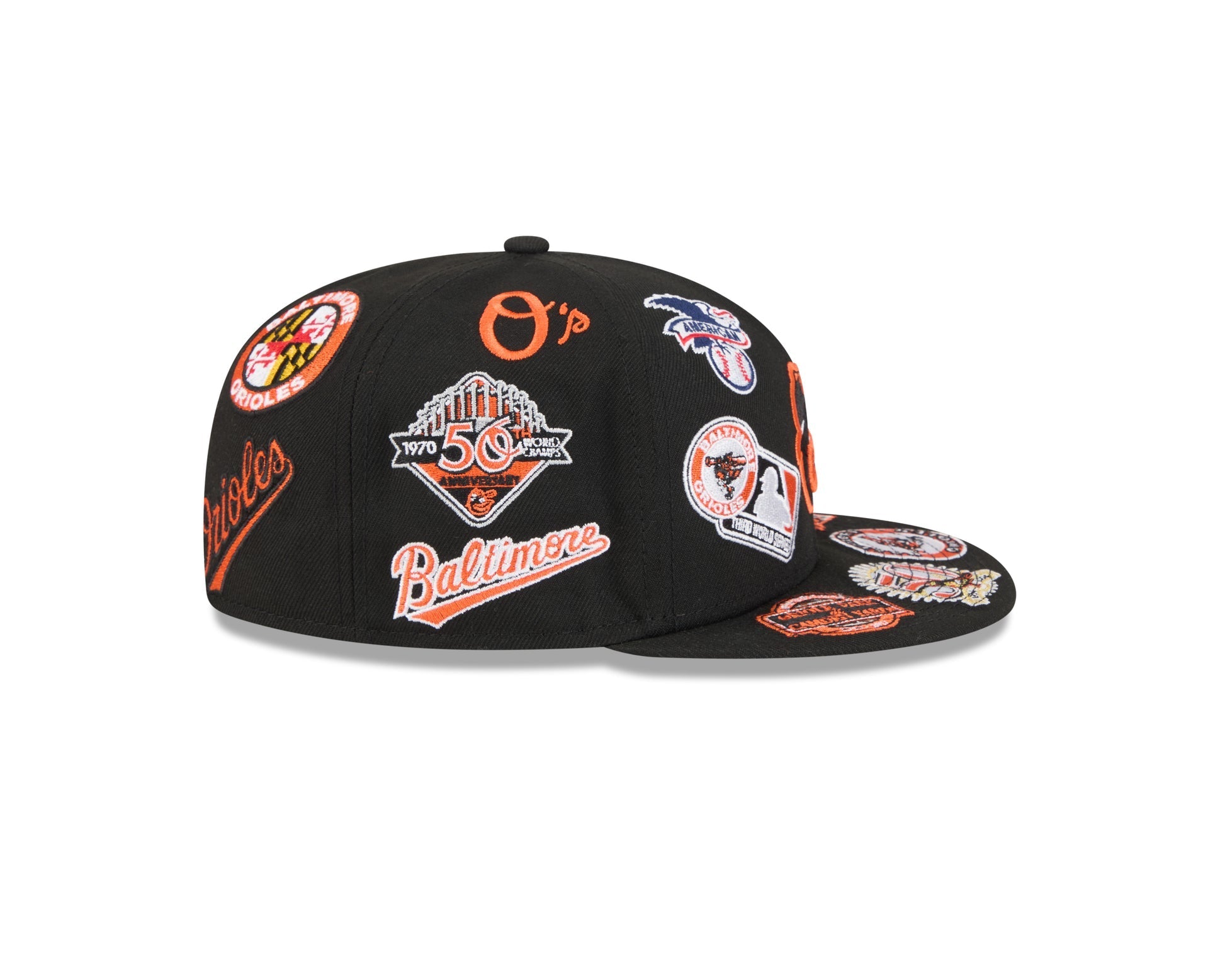 Baltimore Orioles MLB All Over Patch 59FIFTY Fitted New Era Official Team Hat Sports Fan Cap Official NFL Team Hat Football Fan Cap