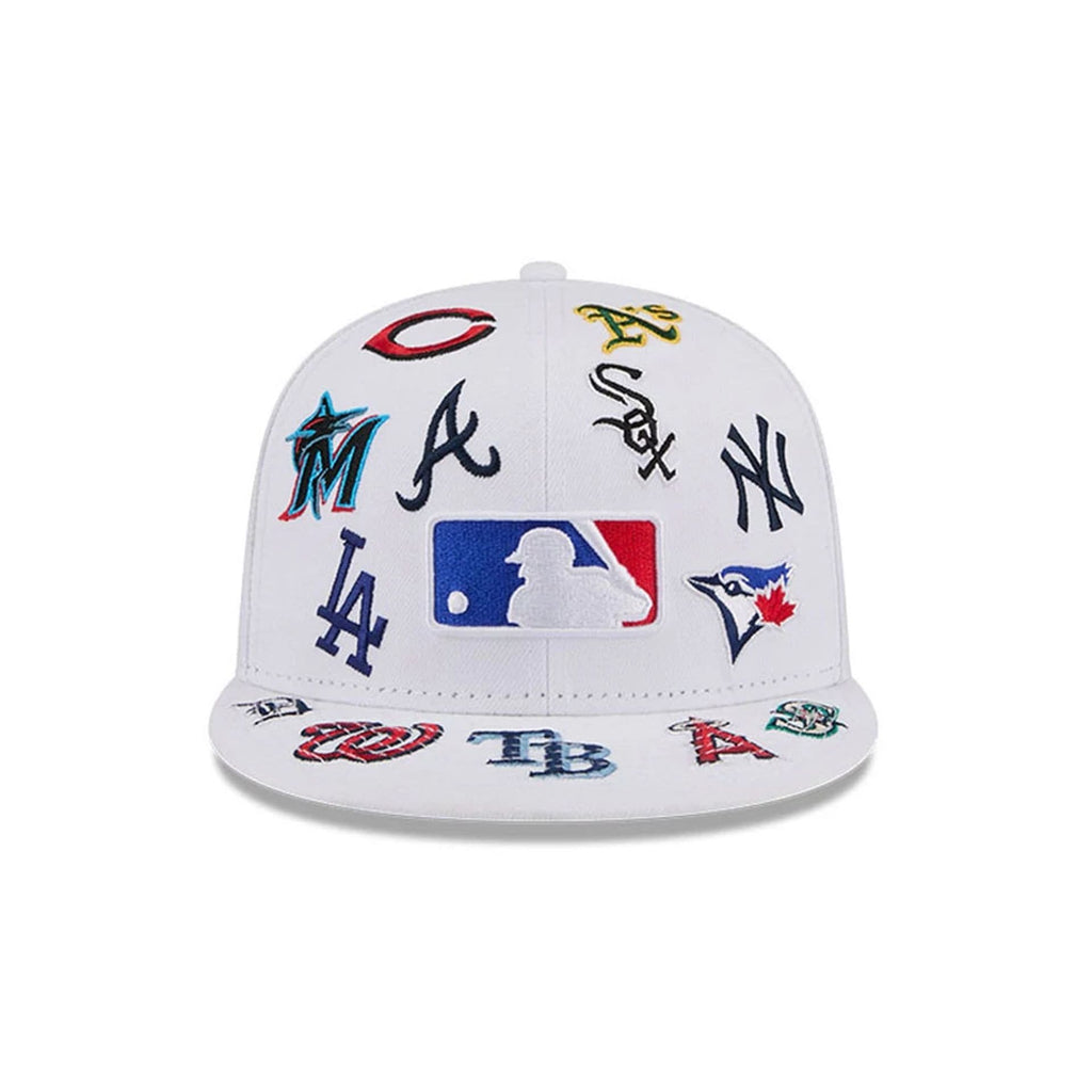 MLB All Over Patch 59FIFTY Fitted New Era White Official Team Hat Sports Fan Cap Official NFL Team Hat Football Fan Cap