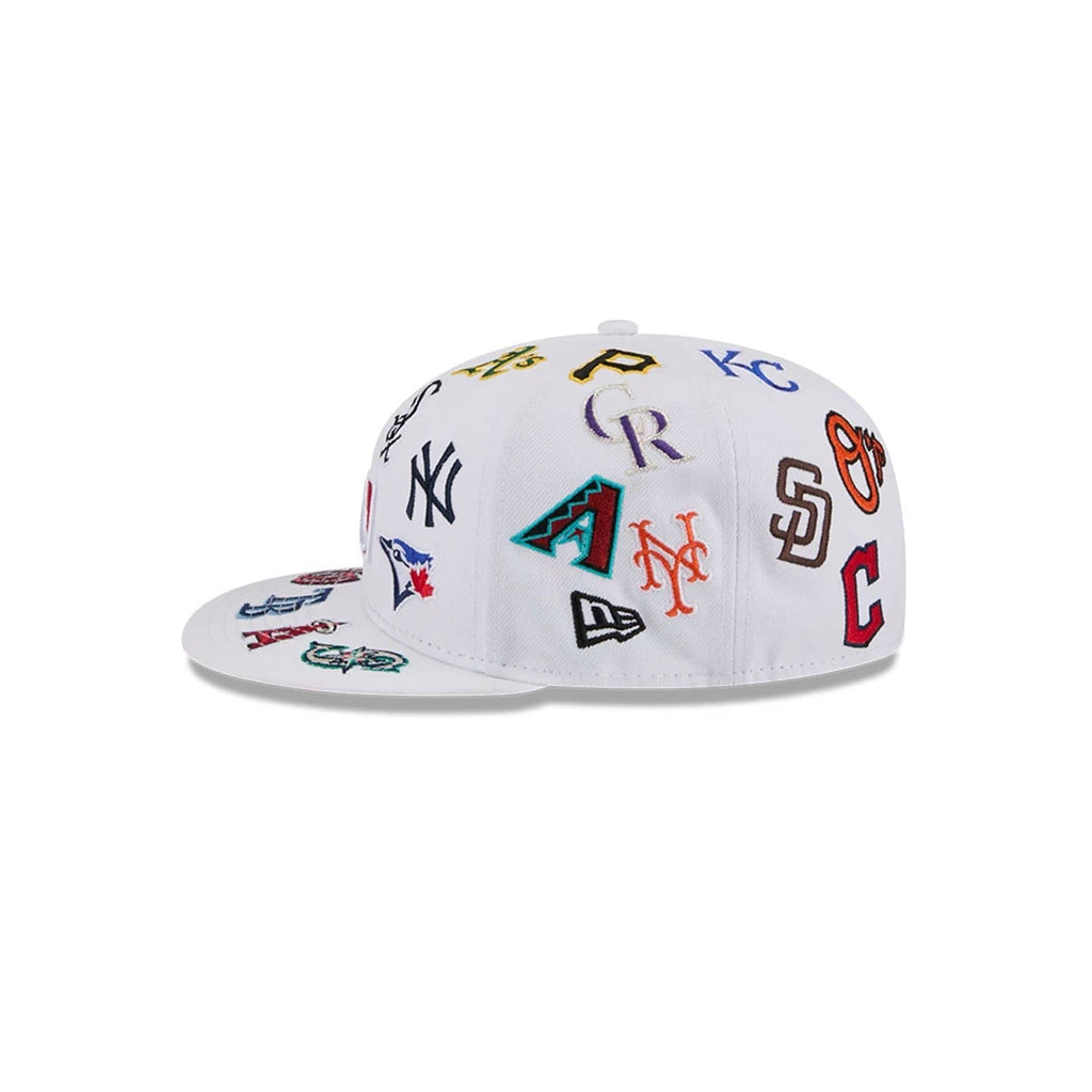 MLB All Over Patch 59FIFTY Fitted New Era White Official Team Hat Sports Fan Cap Official NFL Team Hat Football Fan Cap