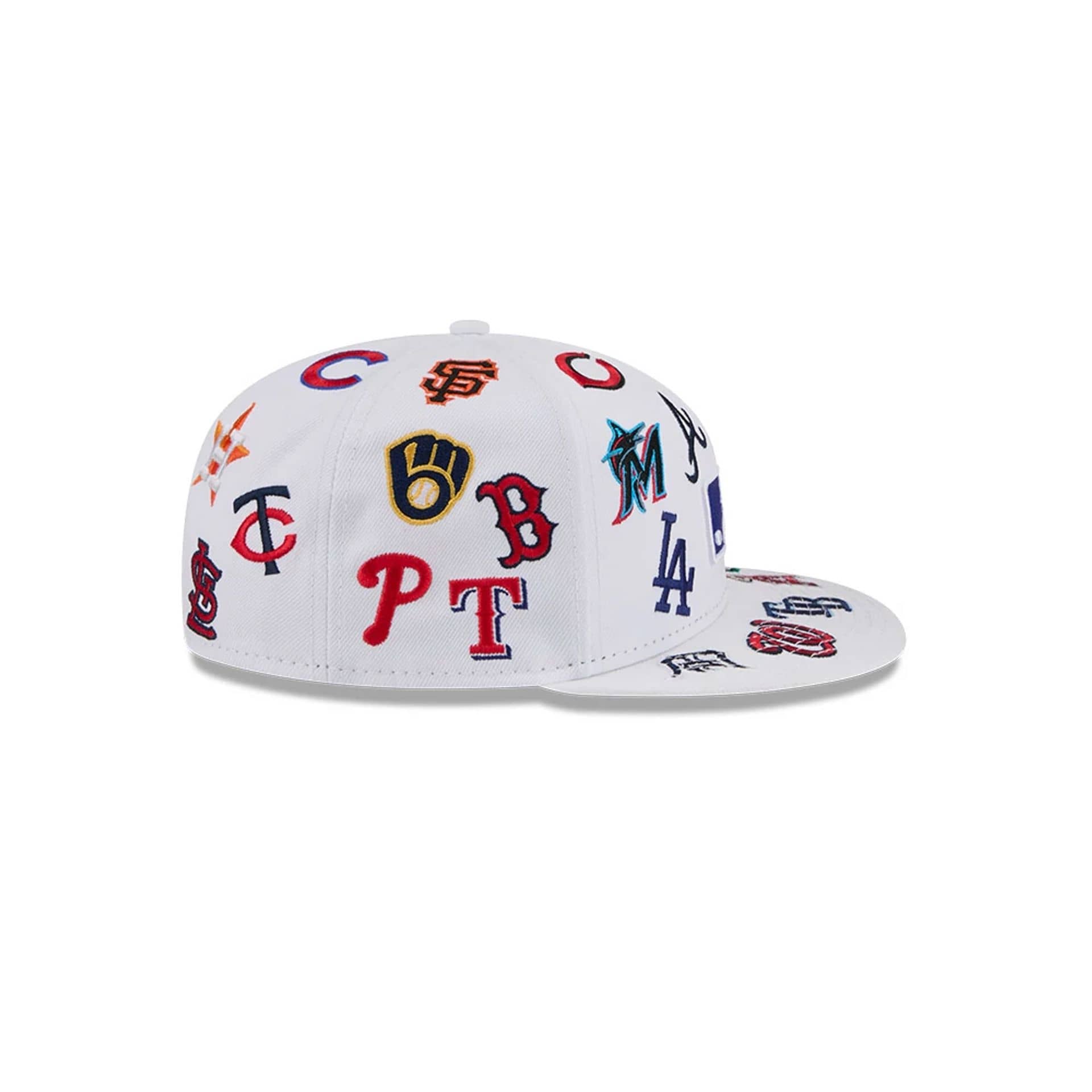 MLB All Over Patch 59FIFTY Fitted New Era White Official Team Hat Sports Fan Cap Official NFL Team Hat Football Fan Cap