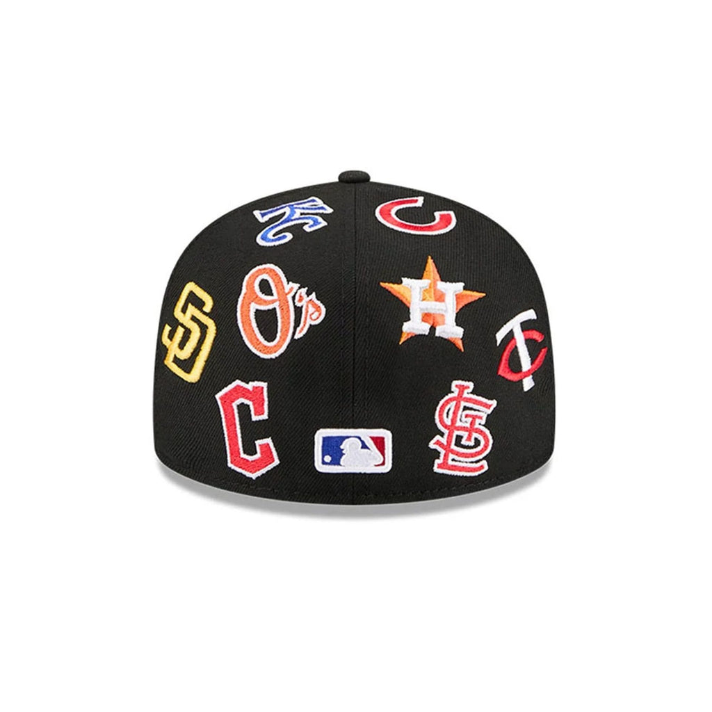 MLB All Over Patch 59FIFTY Fitted New Era Black Official Team Hat Sports Fan Cap Official NFL Team Hat Football Fan Cap