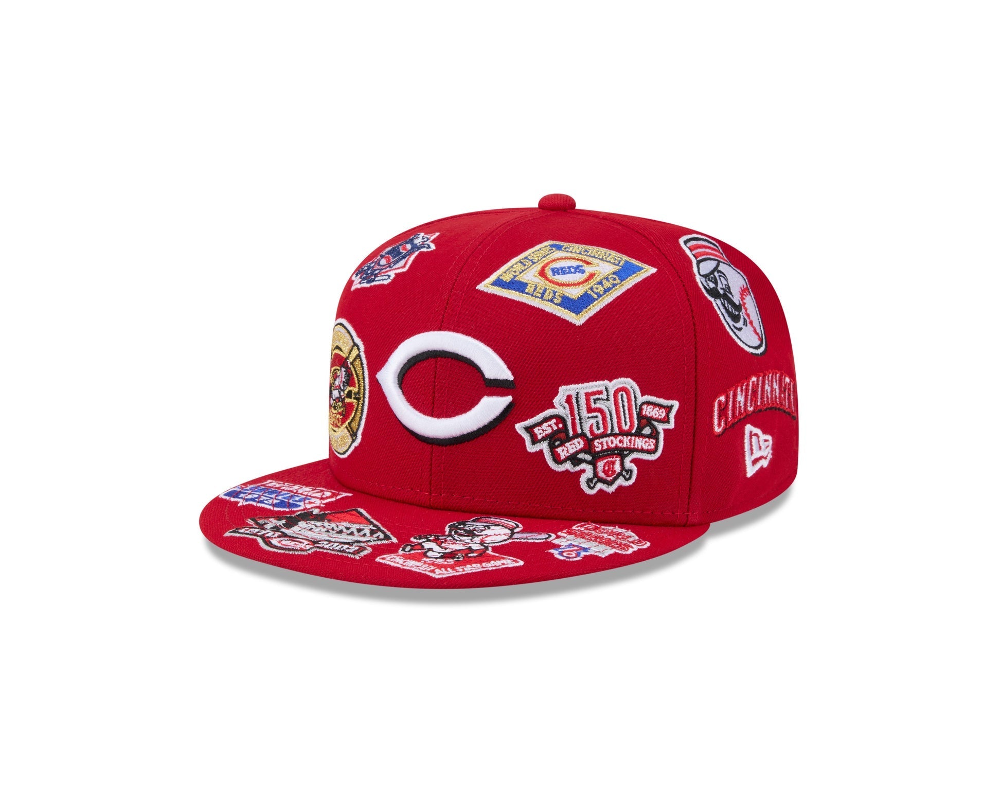 Cincinnati Reds MLB All Over Patch 59FIFTY Fitted New Era Official Team Hat Sports Fan Cap Official NFL Team Hat Football Fan Cap