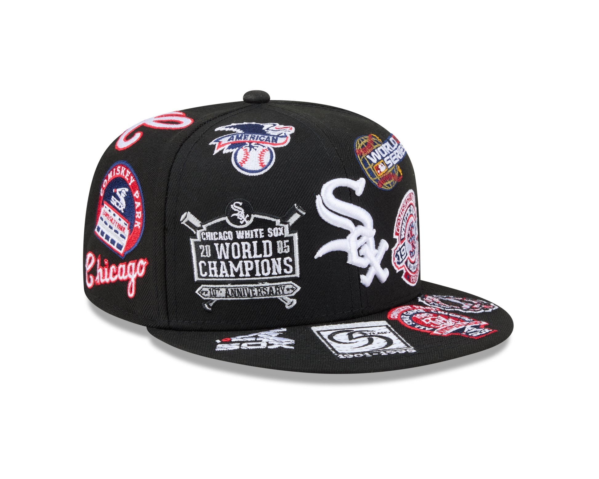 Chicago White Sox MLB All Over Patch 59FIFTY New Era Official Team Hat Sports Fan Cap Official NFL Team Hat Football Fan Cap