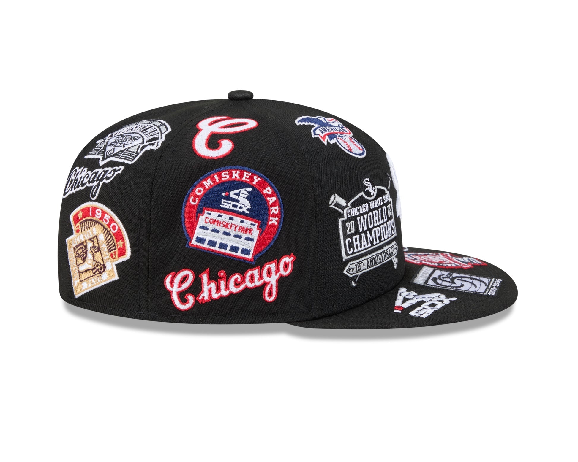 Chicago White Sox MLB All Over Patch 59FIFTY New Era Official Team Hat Sports Fan Cap Official NFL Team Hat Football Fan Cap